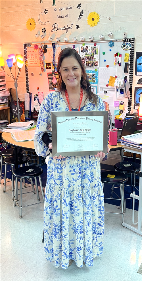 Stephanie Knight renews National Board Certification